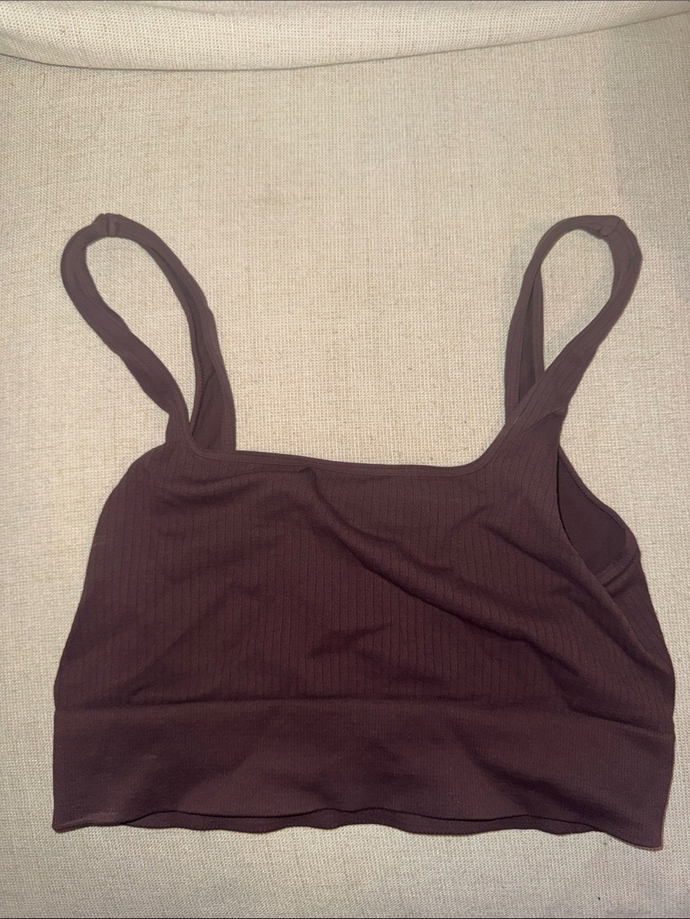 Nikibiki Ribbed Crop Bralette in Dark Brown